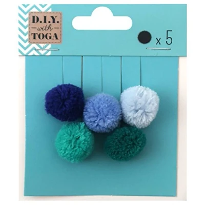 Imagen de D.I.Y with Toga MBJ021 Lote de 5 Pompones Redondos, Lana, Multicolor, 2 x cm