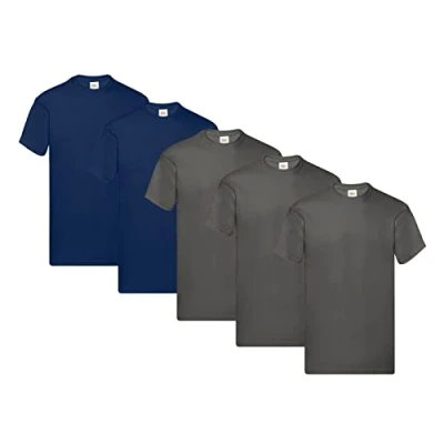 Imagen de Fruit of the Loom Camiseta original T para hombre (5 unidades), 5 verde botella + 1 bloc de notas Hl Comprar, XL