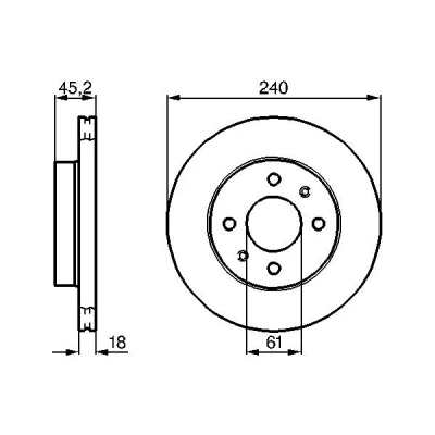 Imagen de BOSCH Disco de freno NISSAN: 100NX, SUNNY 3, 3 240mm 18mm 4 100mm ventilado, ventilación interna aceitado 0 986 478 533 4020658A00,4020658A01