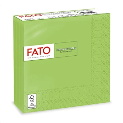 Imagen de Fato, Servilletas de Papel Desechables, Ideales para Almuerzos Informales y Buffets, Paquete 50 Servilletas, Tamaño 33x33, Dobladas en 4, 2 capas, Color Verde Manzana, 100% Puro Celulosa