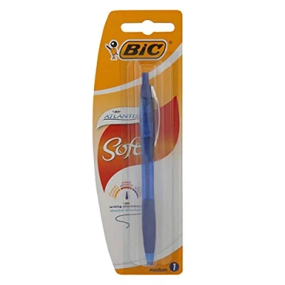 Imagen de BIC Atlantis Soft bolígrafos Retráctiles punta media (1,0 mm) Azul, Blíster de 1 Unidad