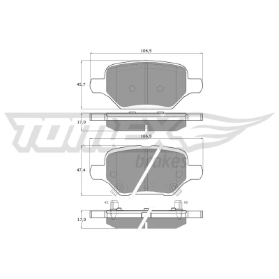 Imagen de TOMEX brakes TX 19 80 Juego de pastillas freno Eje trasero con avisador acústico desgaste accesorios OPEL: Mokka / X