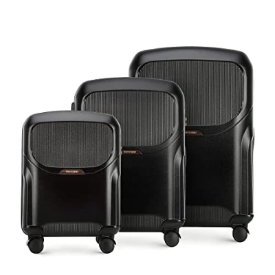 Imagen de WITTCHEN Lady 2 Line Maletas de Viaje Juego 3 (S+M+L) Elegantes Policarbonato rígido Cerradura combinación TSA 4 Ruedas Mango telescópico Negro