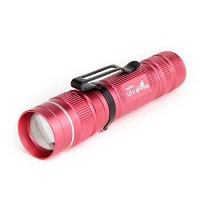 Imagen de Ultrafire Linternas LED Pequeñas 250 Lúmene 3 Modos Zoom Mini Linterna, Enfoque Ajustable Impermeable Portátil Linterna Tactica J3 (Rosado)