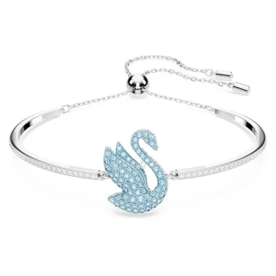 Imagen de Swarovski Brazalete Iconic Swan, Cristales Azules y Zirconia Swarovski, Baño de Rodio
