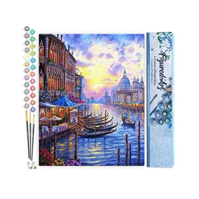 Imagen de Figured&#039;Art Pintar por Numeros Adultos Venecia Puesta De Sol Manualidades pintura acrilica Kit Cuadro DIY completo 40x50cm sin bastidor