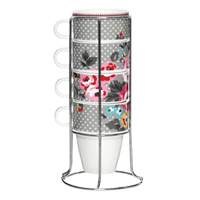 Imagen de Premier Pippa Juego de 4 Cuencos Apilables Supin con Metal, New Porcelana y Acero Inoxidable, Multicolor