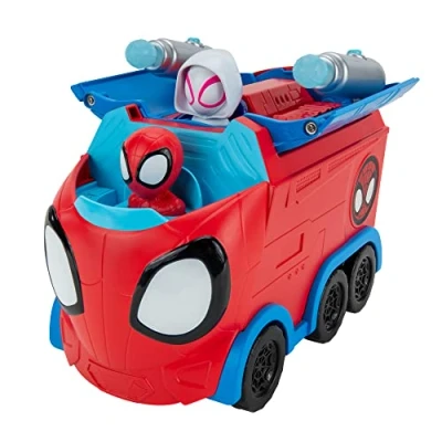 Imagen de SPIDEY AND FRIENDS Web Spinning Hauler Vehículo Transformador 3 en 1 de 8 Pulgadas Juguetes con Tus amigables arañas vecindario, Multicolor (JAZWARES SNF0081), para niños/unisex.