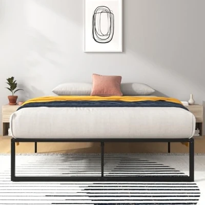 Imagen de Zinus Lorelai Cama 140 x 200 cm Altura 36 con Espacio de Almacenamiento Debajo la Plataforma Metal Negro