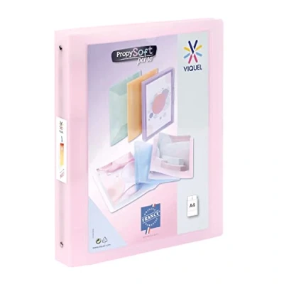 Imagen de Viquel Carpeta suave A4 MAXI personalizable con 4 anillas, respaldo de cm, para documentos A4, color rosa translúcido