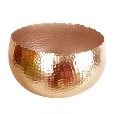 Imagen de Leaf Maceta grande de Metal Martillado con Borde Recto, Reflectante, Cobre, Curva 32 cm