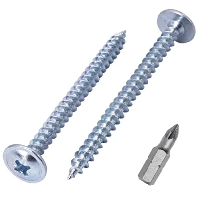 Imagen de SKIR&#039;CO (30 piezas) Acero chapado en zinc 5.0 x 60 mm tornillos de madera plateada, metal, cabeza oblea, Pozidriv, autorroscantes