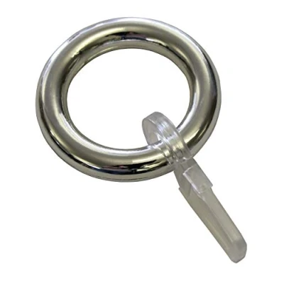Imagen de GARDINIA Anillos Para cortinas, rieles de Incluye ganchos plegables, 10 piezas, Ancho del anillo 6 mm, Plástico, Cromo
