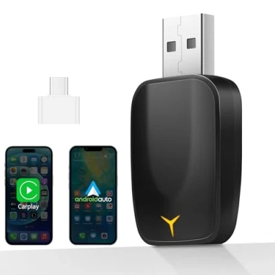 Imagen de Adaptador Inalámbrico para CarPlay y Android Auto, 2 en 1 Stick Convertir Auto/CarPlay con Cable a Inalámbrico, Apto Coches AA CarPlay, Plug &amp; Play, USB C/A, Mini Estable