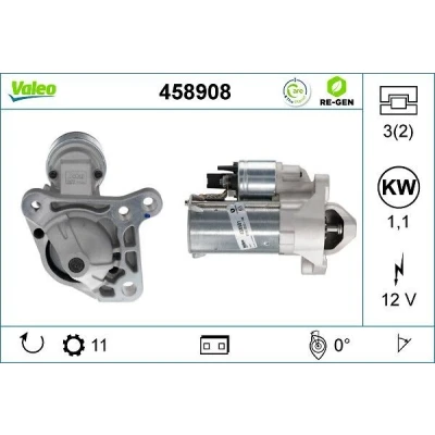 Imagen de VALEO 458908 Motor de arranque 12 1,1 11 R 50 66 RENAULT: CLIO 2, TRAFIC 2 Kasten, LAGUNA