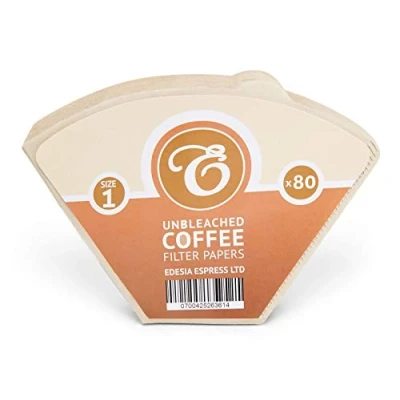 Imagen de EDESIA ESPRESS Pack de 80 filtros papel para café Forma cono Sin blanquear Marrón Tamaño 1