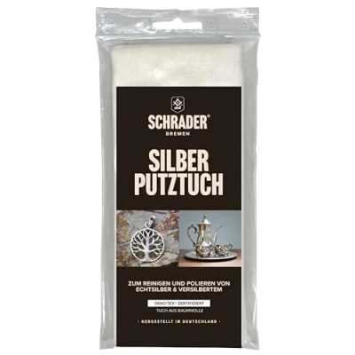 Imagen de SCHRADER paño de limpieza para plata pulir, como limpiador eliminar puntos deslustre, joyas con materiales pulido naturales, 1 paño, fabricado en