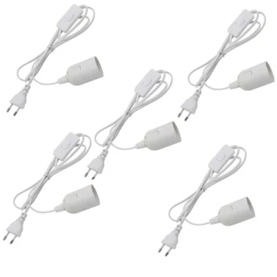 Imagen de 5 unidades E27 portalámparas con interruptor y cable de alimentación, casquillo E27, péndulo para lámparas, enchufe, suspensión lámpara colgante, techo