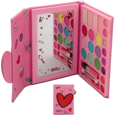 Imagen de Create It! Libro Maquillaje con Cierre Magnético, Estuche Niñas Colorete, Sombras de Ojos, Labiales y Brochas