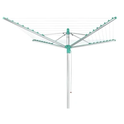 Imagen de Leifheit tendedero giratorio de jardín Linomatic 400 Easy con cuerdas retráctiles, vertical sistema Lift, tendal exterior 40m cuerda