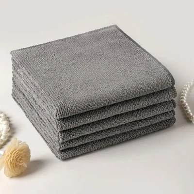 Imagen de Paño de microfibra sin pelusas, multiusos, reutilizables, súper suaves, secado rápido, para limpieza, cocina, coche, motocicleta, ventanas (gris, 30 x cm)