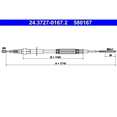 Imagen de ATE 24.3727 0167.2 Cable de Freno Mano 1718 VOLKSWAGEN: Passat B3/B4 Berlina, Variant