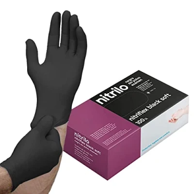 Imagen de Sumedtec Guantes Nitrilo Talla M (Pack 100 uds), Desechables, Negro, Desechables Nitrilo, Sin Polvo, Negros (LATEX FREE)