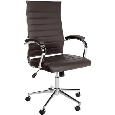 Imagen de CLP Silla De Oficina Mollis En Cuero Auténtico I Giratoria para Escritorio con Reposabrazos Acolchados, Color:café