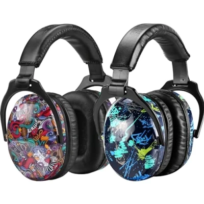Imagen de ZOHAN 030 Cascos Antiruido Niños Pack 2, Insonorizacion para Estudiar, Proteccion Auditiva con Problemas Sensoriales (Graffiti Multicolor y Símbolo Música)