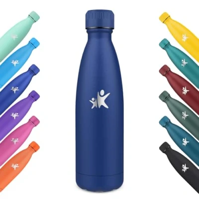 Imagen de KollyKolla Botella Agua Acero Inoxidable 750ml, Termica, Termo sin BPA, Cantimplora Termica Reutilizable, a Prueba de Fugas, para Niños, Adultos, Deporte, Escuela, Oficina Azul Oscuro