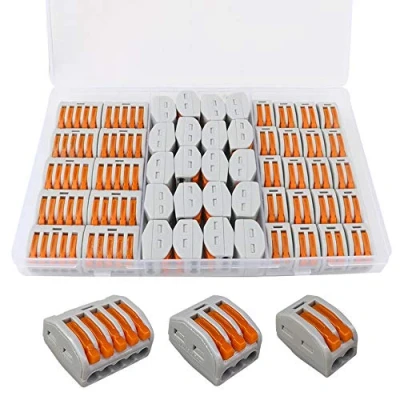 Imagen de QitinDasen 50Pcs Palanca Tuerca Cable Conector Set, Compacto Conductor Conector, Rápido Resorte Bloque Terminal (KV222 412, KV222 413, 415)