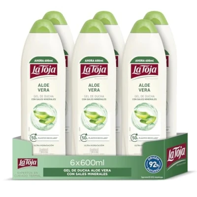Imagen de La Toja Gel Crema de Ducha Aloe Vera, pack 6 600 ml (3600 ml), Cuidado Óptimo para Todos, Piel Suave, Elástica y Tersa