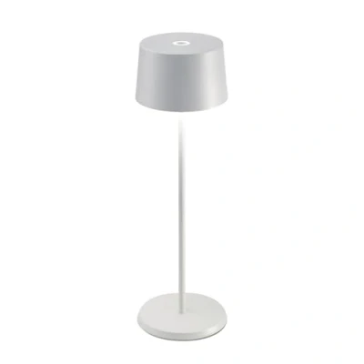 Imagen de Zafferano, Lámpara Olivia Pro, de Mesa Portátil y Recargable con Control Táctil, Adecuada para Interior Exterior, Atenuador, 2700 3000 K, Altura 35 cm, Color Blanco