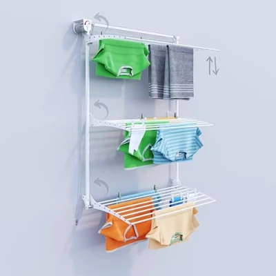 Imagen de foxydry Tower tendedero de pared, pared vertical, plegable para interior y exterior (100, blanco)