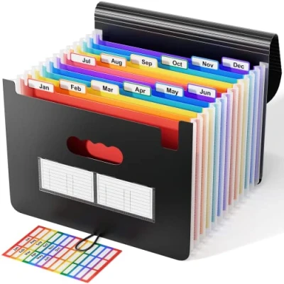 Imagen de Carpeta Clasificadora ABClife Archivador acordeón 12 Bolsillos de gran Capacidad soporte Extensible portátil Clasificador Documentos, A4 para Office School (12 Tapa)