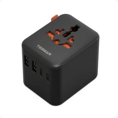 Imagen de TESSAN Adaptador Enchufe Universal con 2 USB C y A, Reino Unido Brasil Australia España