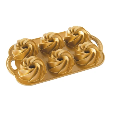 Imagen de Nordic Ware Baking Mould Heritage Bundtlette Gold 6 Pieces