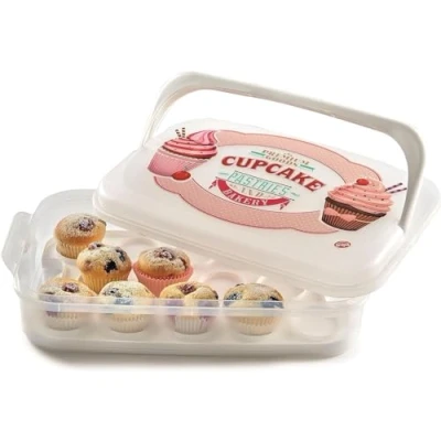 Imagen de Snips Porta Cupcake 7 LT Blanco dulces Recipiente decorado con bandeja Made in Italy Bpa Free