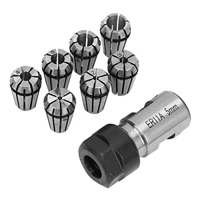 Imagen de Juego De Pinzas Resorte 7 Piezas ER11 Varilla Extensión Del Soporte Eje Motor 5 Mm Con Diseño Liberación Automática Para Taladrar, Fresar, Ataque Seda