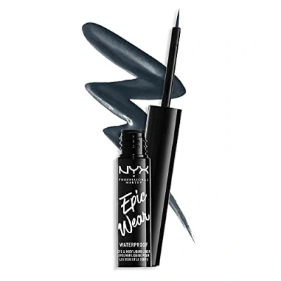 Imagen de NYX Professional Makeup Eyeliner Líquido Epic Wear Semi Permanente, Larga Duración, A Prueba de Agua, Delineador Ojos, Rostro y Cuerpo, Acabado Mate, Color Stone Fox