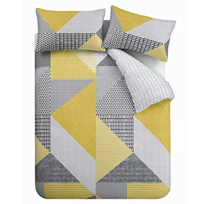 Imagen de Catherine Lansfield Larsson Geo Easy Care Juego de Funda edredón Doble (2 Unidades), Color Ocre