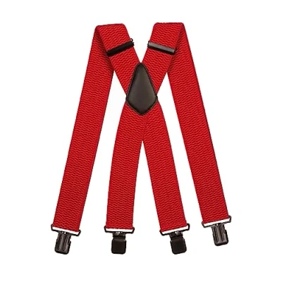 Imagen de Olata Tirantes de Hombre Extra Anchos En X con Tela Gruesa 5 cm. Rojo (Clips Negros)