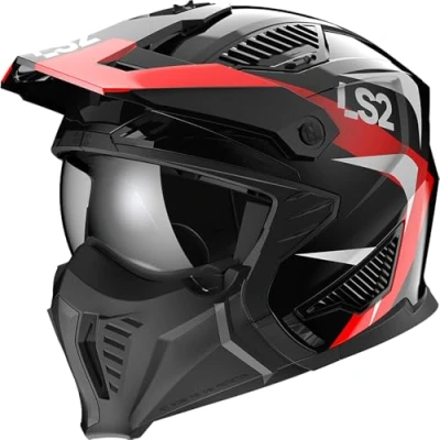 Imagen de LS2, Casco Moto Jet/Modular Drifter Triality Gloss Black Red, S