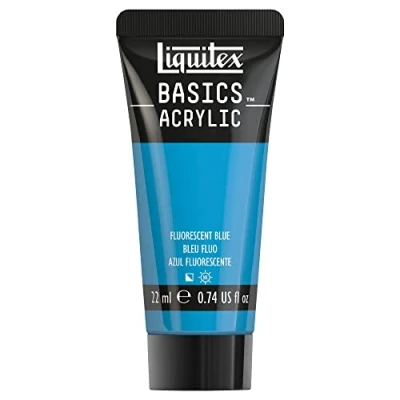 Imagen de Liquitex Basics Pintura Acrílica, Para Bellas Artes y Manualidades, Resistentes a la Luz, Viscosidad Media, Acabado Satinado, Tubo de 22 ml Azul Fluorescente