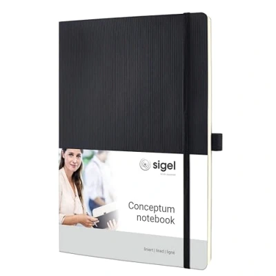 Imagen de SIGEL CO311 Cuaderno premium a líneas, A4, tapa blanda, negro Conceptum