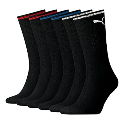 Imagen de PUMA Calcetines deportivos unisex de tenis (6 pares), Negro , 47 49