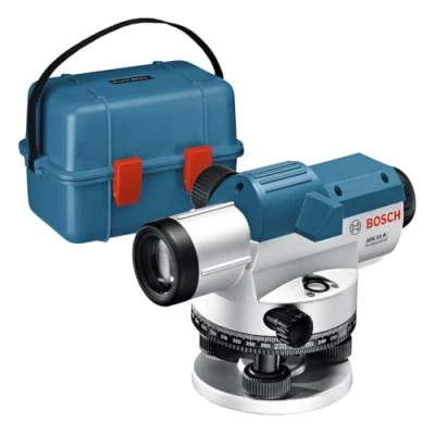Imagen de Bosch Professional Nivel Óptico GOL 32 G (aumento 32x, unit of measure: 400 Gon, unidad de medida: alcance: hasta 120 m, regla graduada GR 500, trípode BT 160, en maletín transporte)