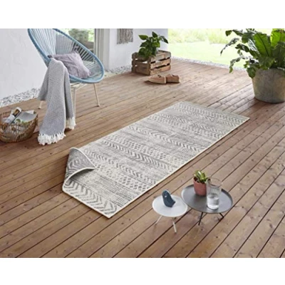 Imagen de NORTHRUGS Alfombra Biri para Interior y Exterior, 80 x 350 cm, Reversible, Resistente a la Intemperie, Estilo Bohemio, diseño Vintage, balcón, terraza, jardín, jardín de Invierno, salón,