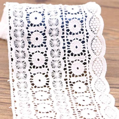 Imagen de Yulakes Tira de encaje algodón blanco, 1,83 m largo y 11 cm ancho, estilo vintage, para costura, artesanía, decoración, bodas, libro recortes, paquetes regalo, blanco