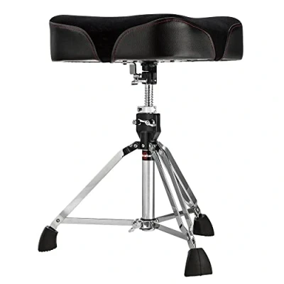 Imagen de GIBRALTAR Taburete de Tambor, Tambor 9000 Series Saddle Oversized Pro Series, 9608OS (Diámetro: 48cm, Asiento Vinilo, Super Lock, Base Doble puntal, Pies Goma &#039;Super Foot&#039;)